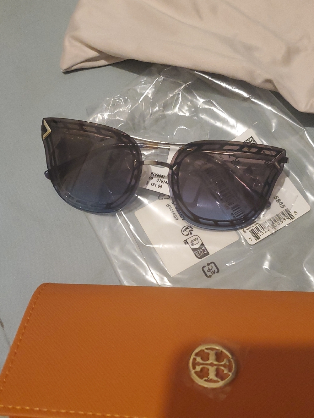 Tory Burch Purple Gradient Cat Eye Sunglasses with Gold Accents
